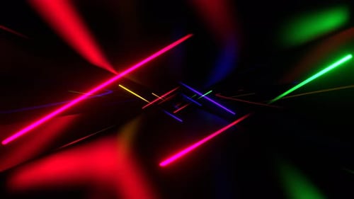 Multicolor Neon Lasers In The Endless Corridor Background Vj Loop In 4K