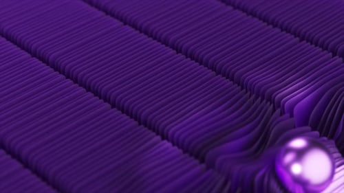 Chrome Ball is Rolling Down a Wavy Abstract Path Made of Purple Tiles This Loopable Animation is