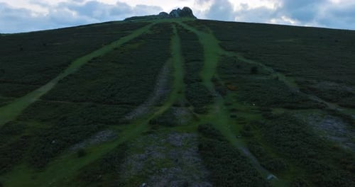 Dartmoor National Park Aerial View At Sun Set