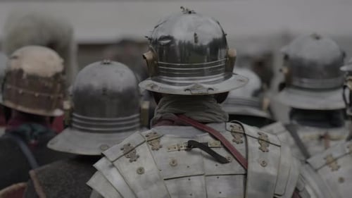 Old Retro Vintage Army Soldiers Marching Together on War Battlefield