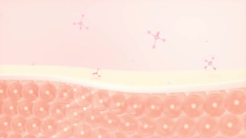 Abstract Illustration of Skin Layers and Molecules