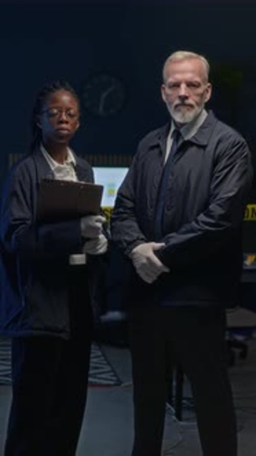 Forensic Investigators Standing at Crime Scene