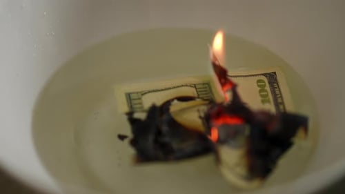 Burning Money: 100 Dollar Bill in Water