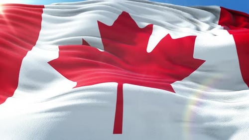 Zoom In Realistic Flag Of Canada 4K