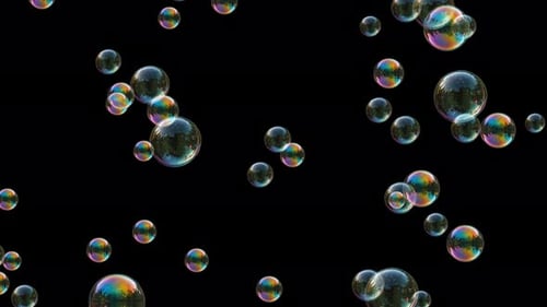 Floating Iridescent Bubbles Upwards Motion Background