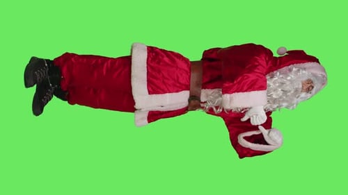 Santa Claus Lying Motionless on Green Screen