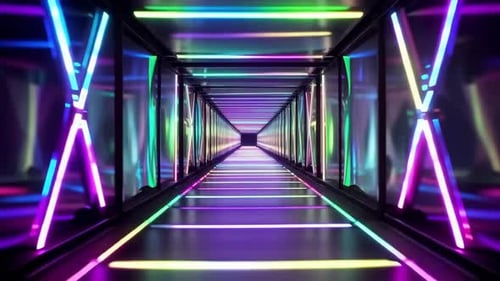 Futuristic Neon Light Corridor Loop Animation