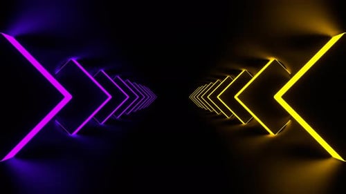 Purple And Yellow Neon Futuristic Metaverse Tunnel Background Vj Loop l 4K