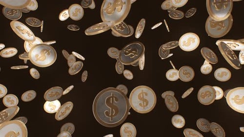 Coins Falling - Dollar Sign Drop Loop with Alpha