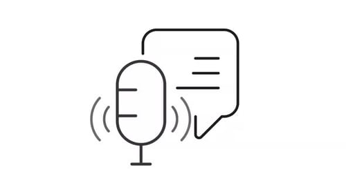 Minimalist Animated Microphone and Speech Bubble Icon