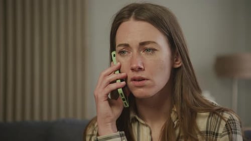 Woman Phone Call Conversation in Apartment
