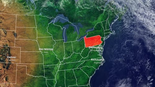 Animated US Map Highlighting States and Cities for Presentations