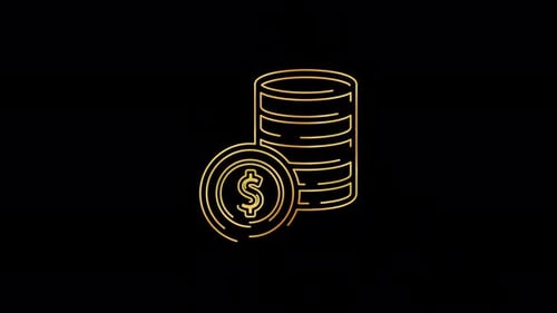 Animated Neon Dollar Coins Icon for Financial Content