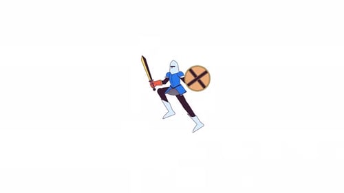 Armoured knight attacking line 2D character animation