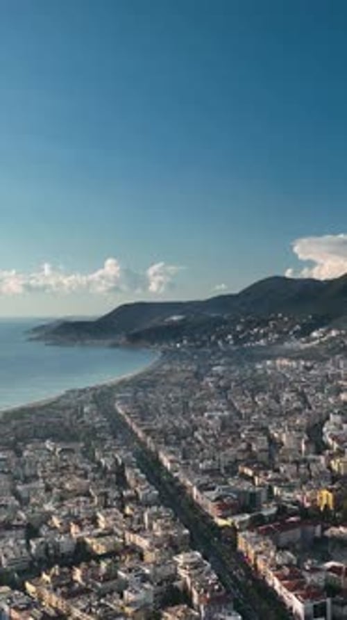 Vertical Video Colorful Panorama Over the City Aerial View