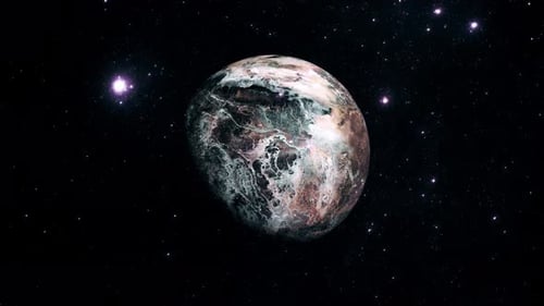 Abstract Alien Planet Rotating in Starry Space Loop