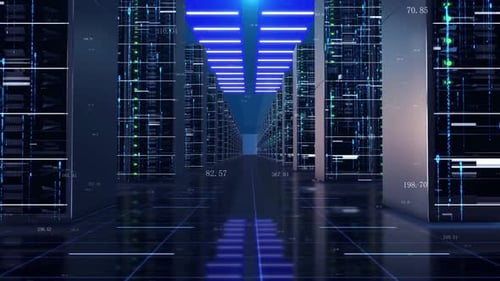 Digital Data Flow in a Futuristic Server Room