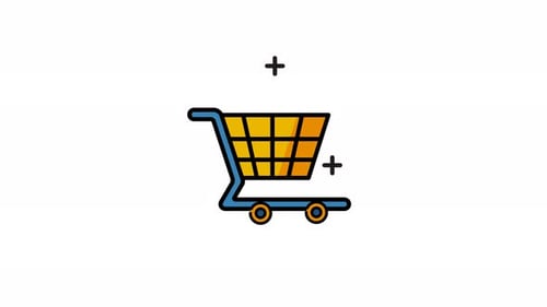 Animated Shopping Cart Icon with Sparkle Effects