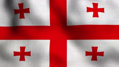 Animated realistic national flag realistic waving in the wind. The flag of georgia.