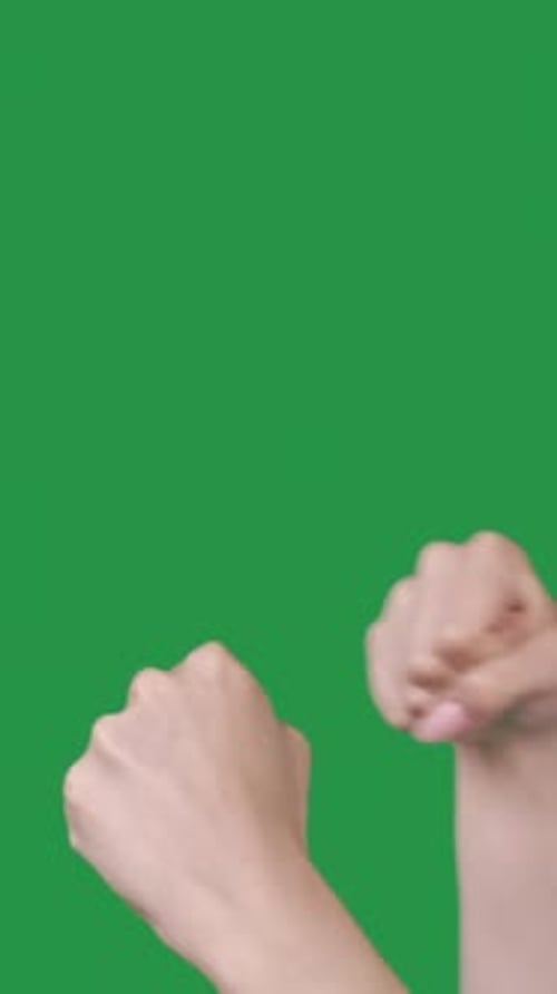 Arms and Fists Pumping on Green Screen