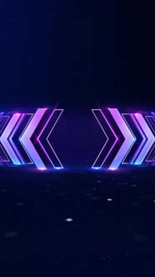 Neon Arrow Light Tunnel Background Frames Layered in Perspective Dynamic Sci Fi Motion Environment