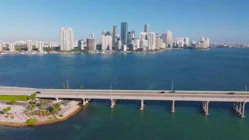 Stunning Aerial Views of Miami's Iconic Skyline and Rickenbacker Causeway