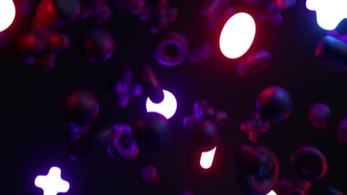 Abstract Neon Geometric Shapes Floating Loop Background