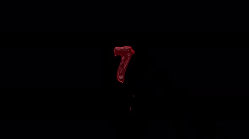 10-Sekunden-Countdown-Timer-Animation mit tropfendem Blut auf dem Alphakanal. Top-Ten-Countdown.