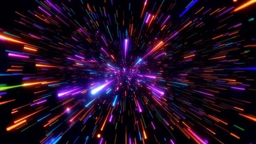 Colorful Neon Light Speed Tunnel Warp Loop Background