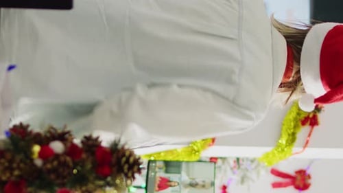 Vertical Video Office Employee and Telecommuting Team