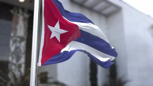 Cuban Flag Waving Seamlessly in the Wind Animation