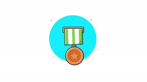 Flat Design Animated Award Medal Drop Animation