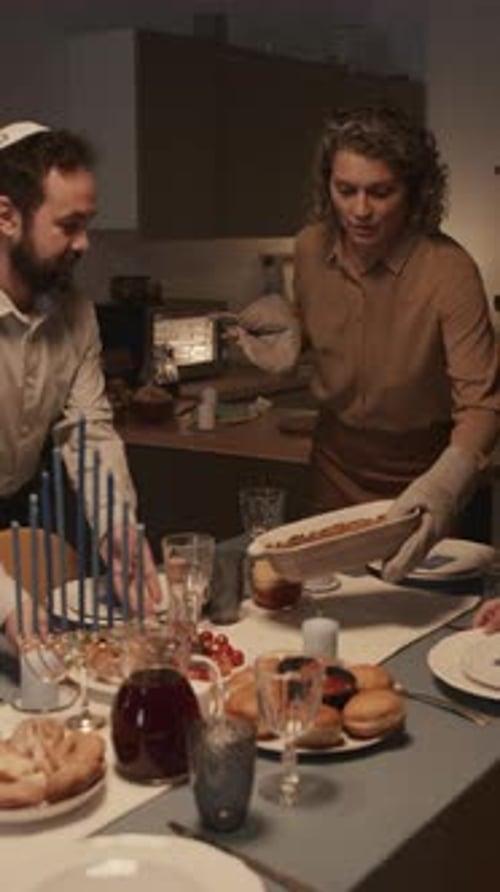 Family Observes Hanukkah in Home Celebration