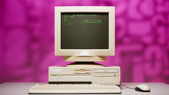 Retro Pc with Loading Code Console Programmer Making Scripts Green ...