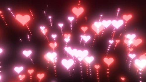 Romantic Pink and Red Glowing Hearts Animation