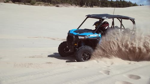 Super Slow Motion Shot Of Atv Driving On Sand Dunes, Oregon, Shot With Phantom Flex 4k