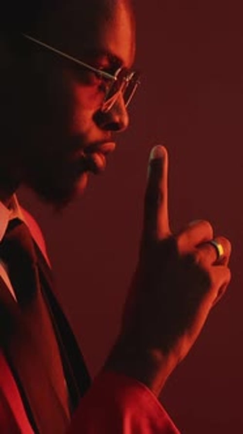 Vertical Man Hush Secret Conspiracy Red Light Shh