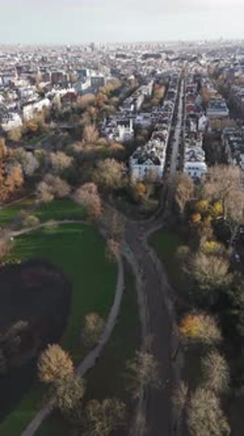 Aerial video over Vondelpark, the famous park of Amsterdam, Netherlands