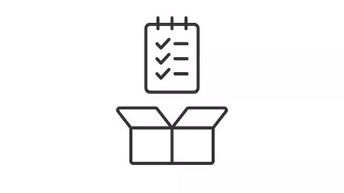 Animated Line Icon: Checklist Dropping into a Box