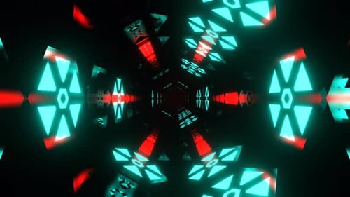 Rotes und türkisfarbenes digitales Blitzlicht, Vortex-Hintergrund, VJ Loop In 4K