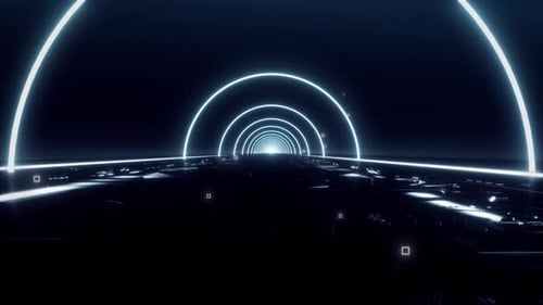 Futuristic Neon Circle Reflection Loop 4K
