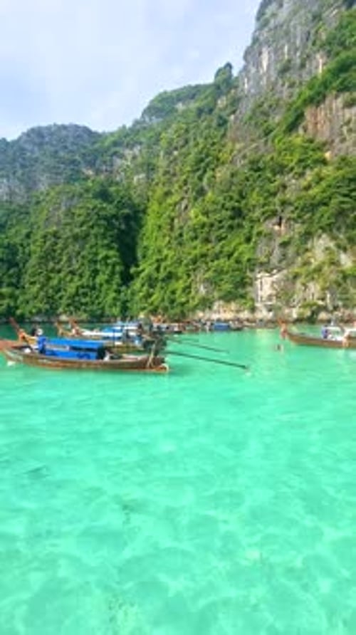 Longtail Boats at the Lagoon of Koh Phi Phi Thailand Pileh Lagoon Thailand Koh Phi Phi