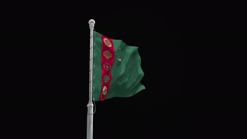 Turkmenistan National Flag Waving Realistic Seamless Loop