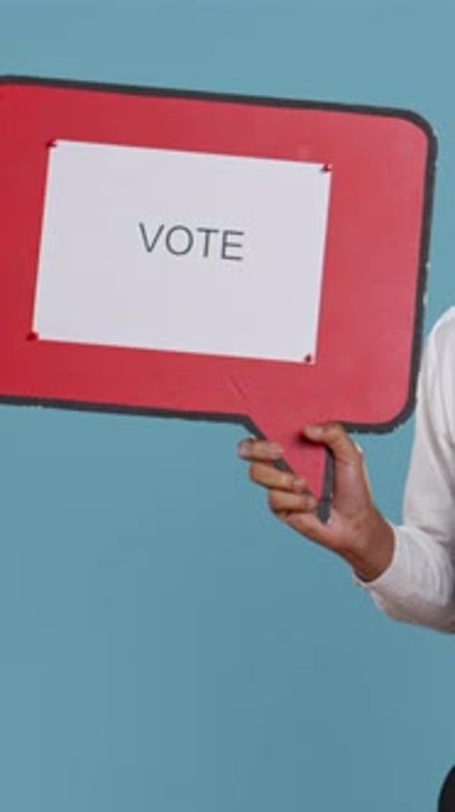 Animated Hand Holding 'Vote' Sign