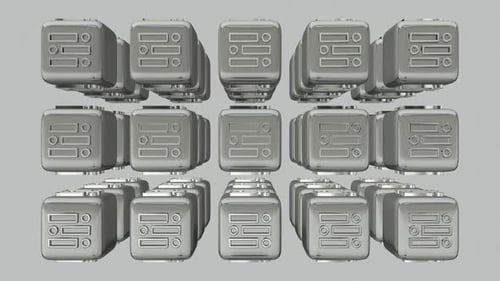 Luxury Background with Rotating Silver Cubes, Reflection, 3D Render, Figures, Exclusive