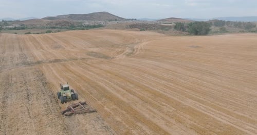 a tractor in a field