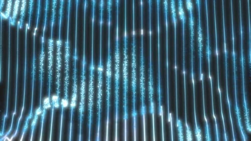 Blue looped energy waves from particles glowing bright magical abstract background