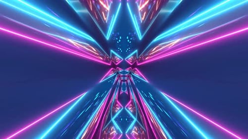 Futuristic Neon Light Tunnel Loop Background