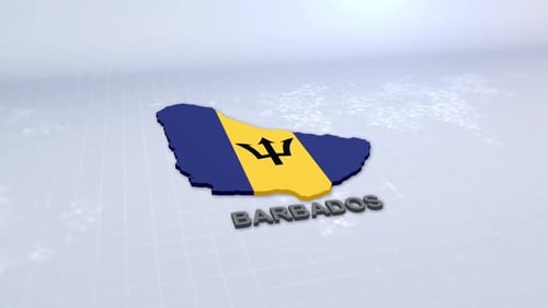 Barbados Flag Map 3D Rotation Animation