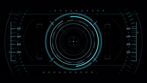 Futuristic Heads-Up Display Interface with Scanning Elements
